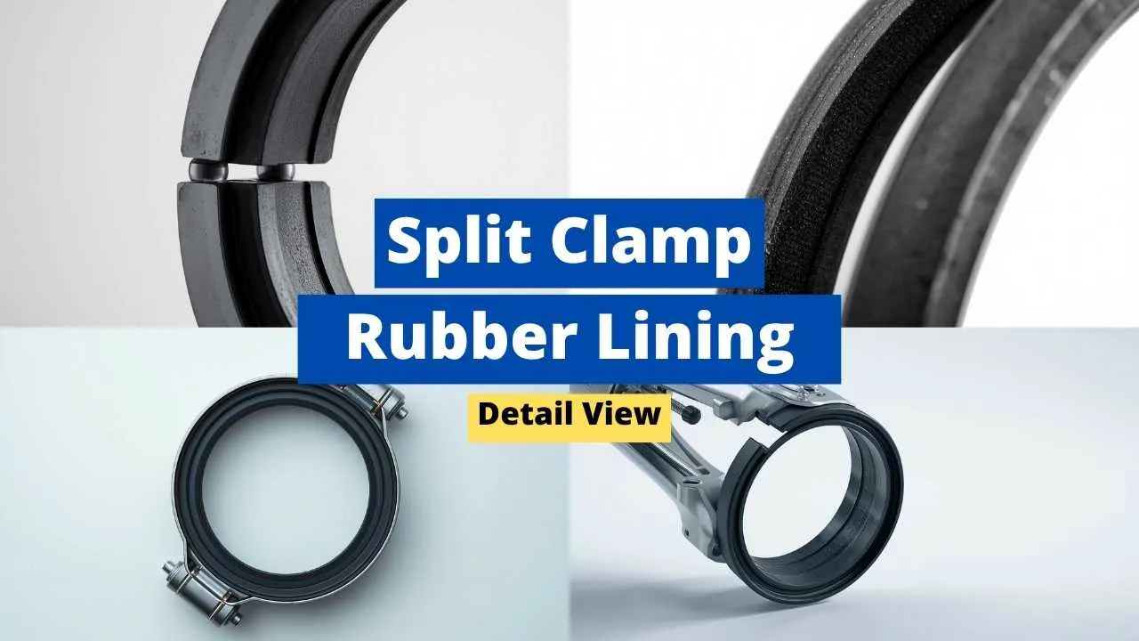 close up detail view rubber pipe clamps
